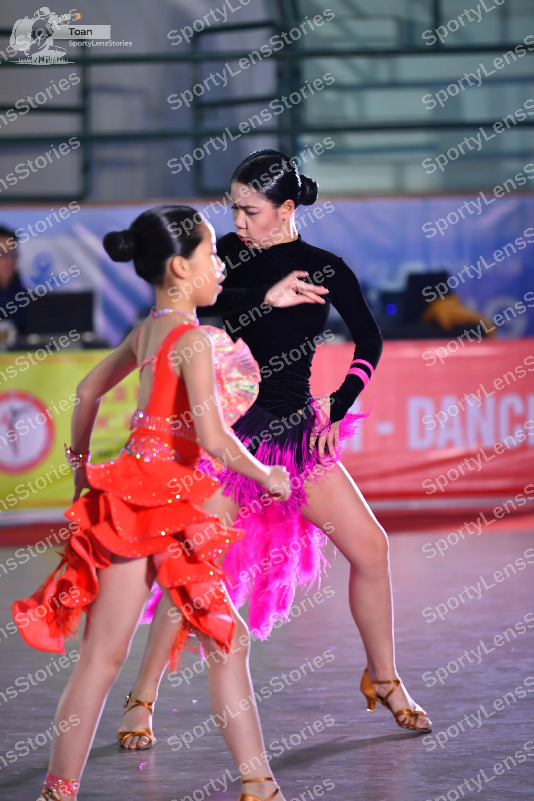 Dancesport competitor: ** Red Latin dress