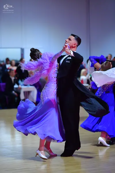 Dancesport competitor: Male dancer: black tailcoat, white shirt, and black trousers