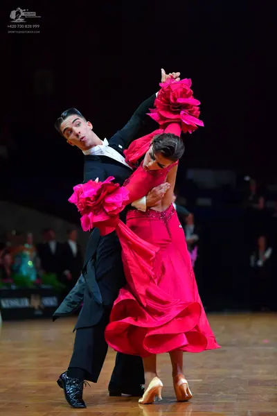Dancesport competitor: Male dancer: black tailcoat, white shirt, and black trousers
