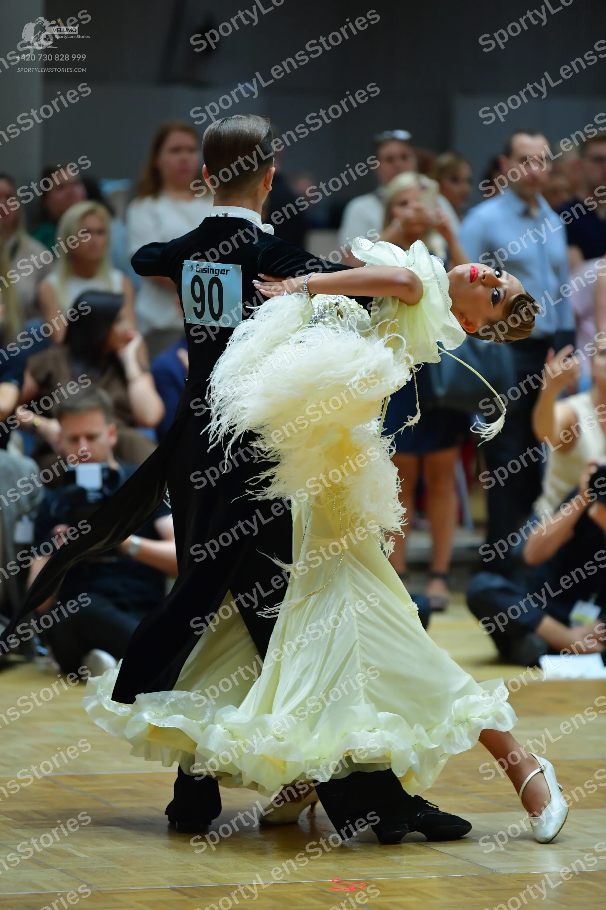 Dancesport competitor #90: Male dancer: black ballroom tailcoat suit