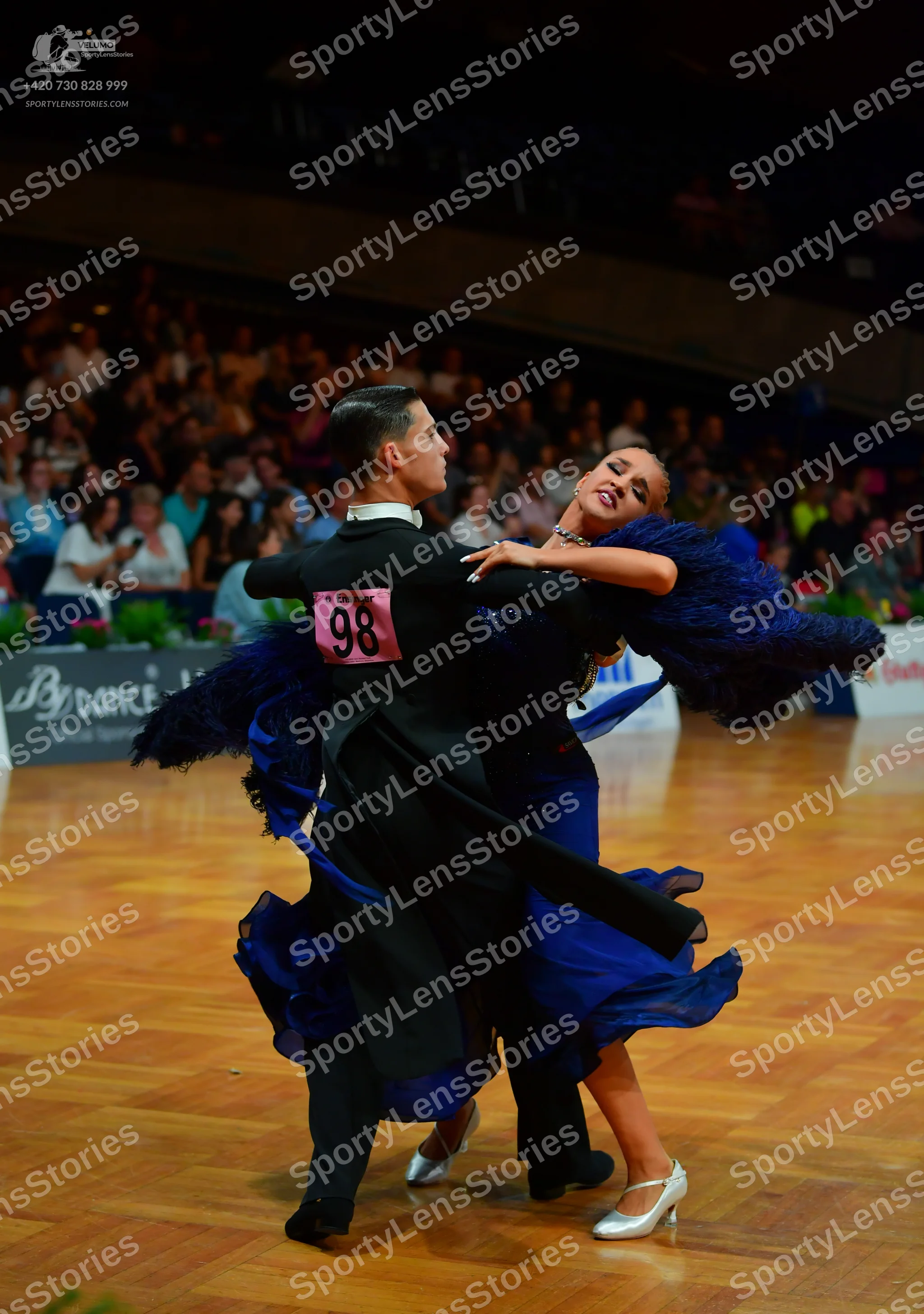 Dancesport competitor: Male dancer: black tailcoat suit with a white shirt and black bow tie