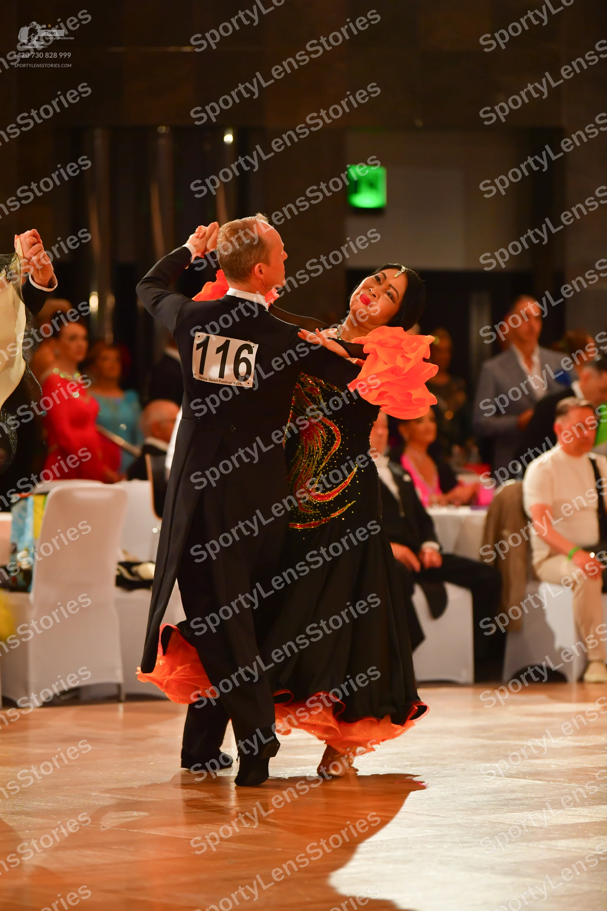 Dancesport competitor #116: Male dancer: black ballroom tailcoat