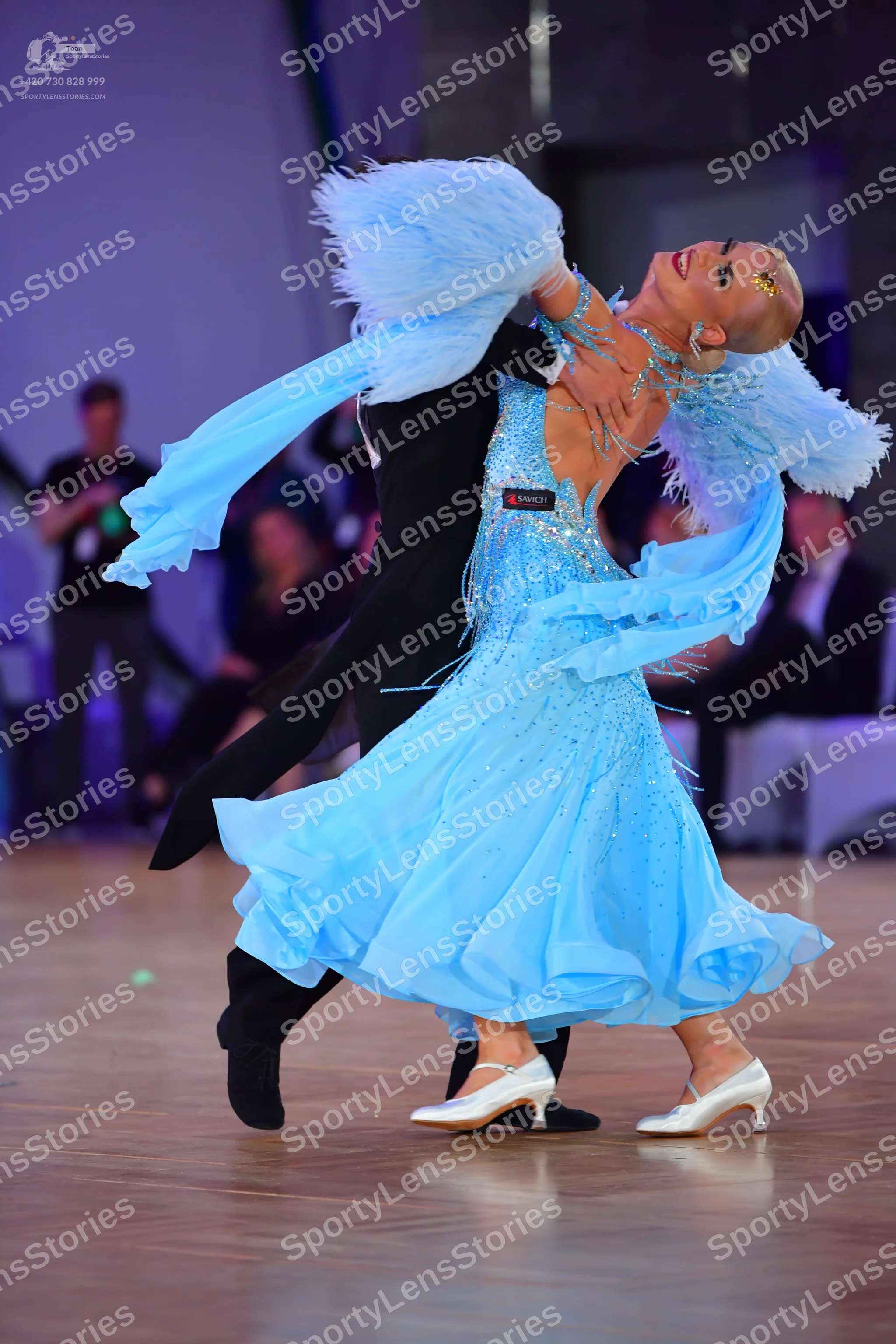 Dancesport competitor #145: Male dancer: black ballroom tailcoat with black trousers and black shoes