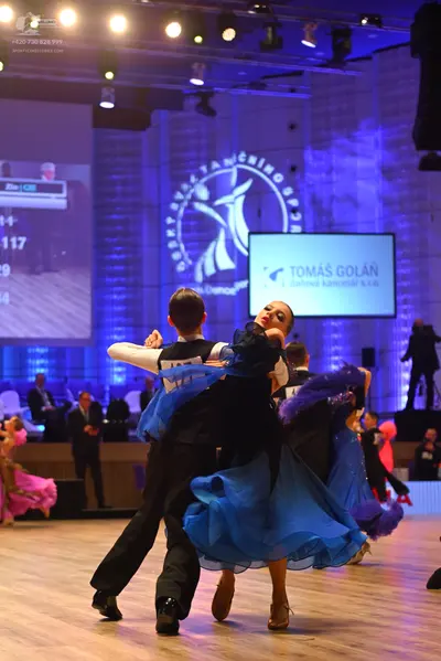 Dancesport competitor: Male dancer: black suit with a white shirt