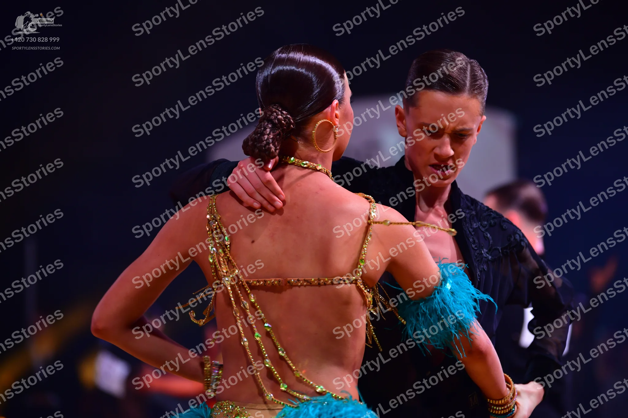 Dancesport competitor: Male dancer: black textured Latin costume