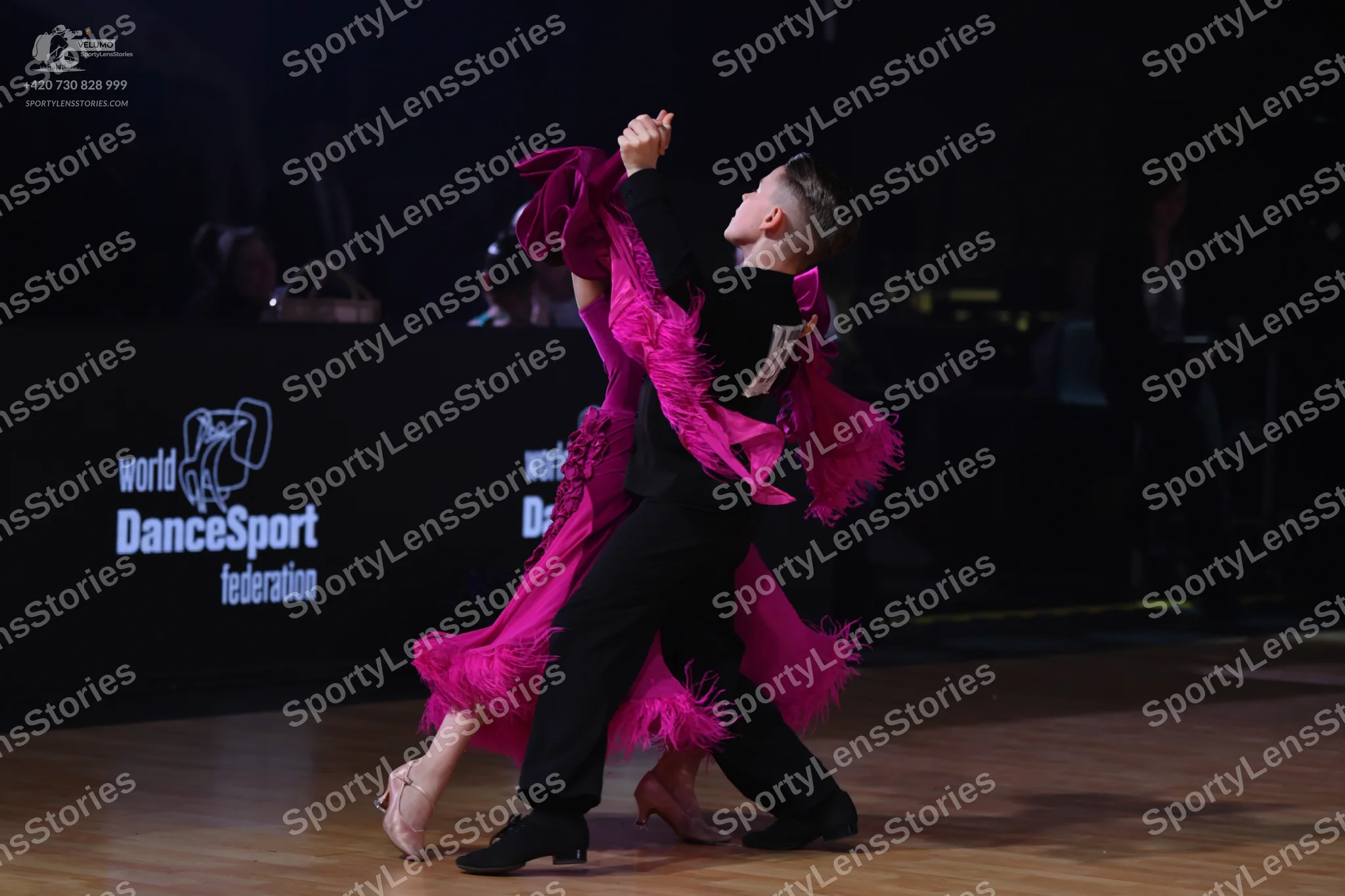 Dancesport competitor: Male dancer: black dance trousers and shirt