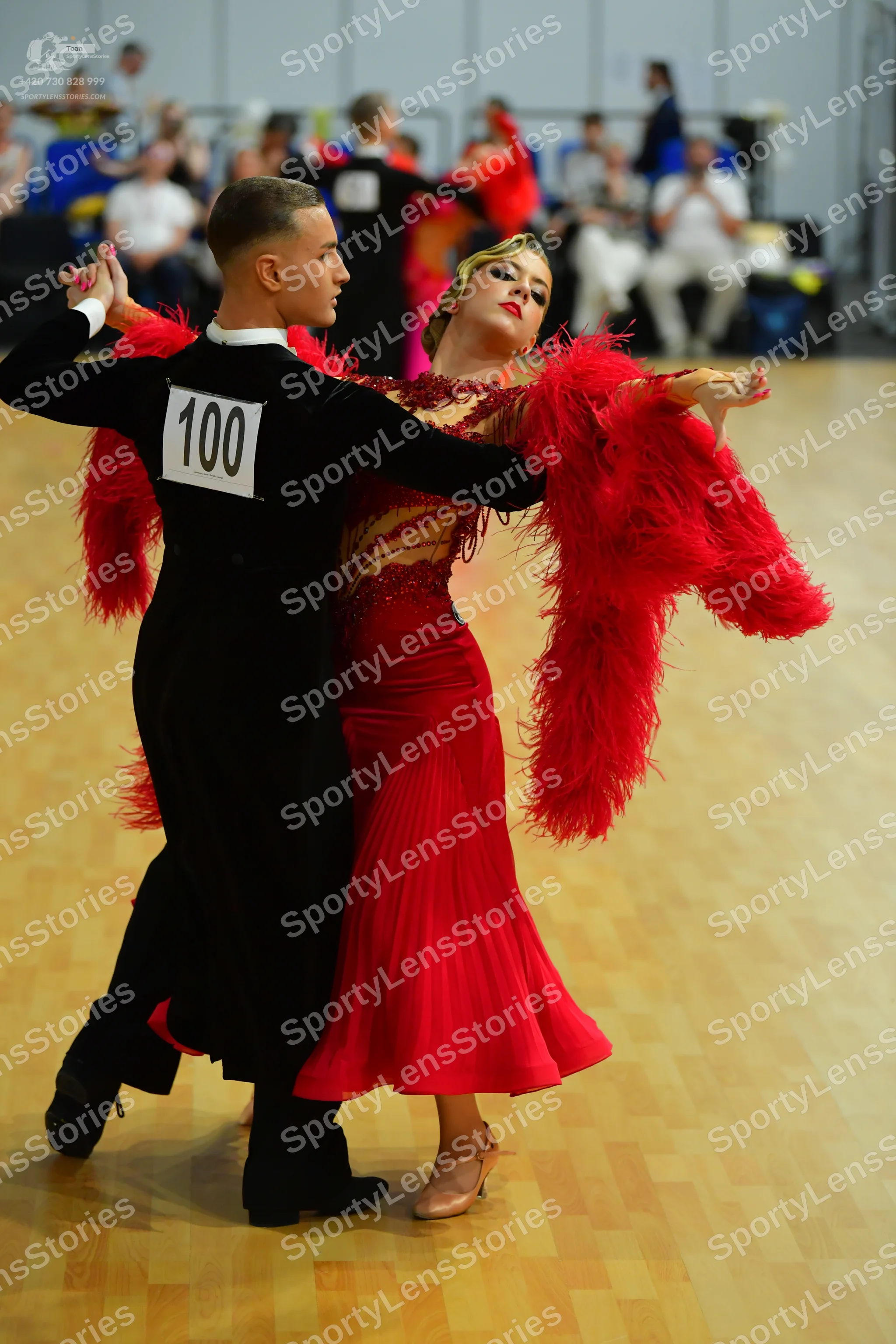 Dancesport competitor: ** Black tailsuit
*   **Fabric:**  Sequin material - predominantly black with su