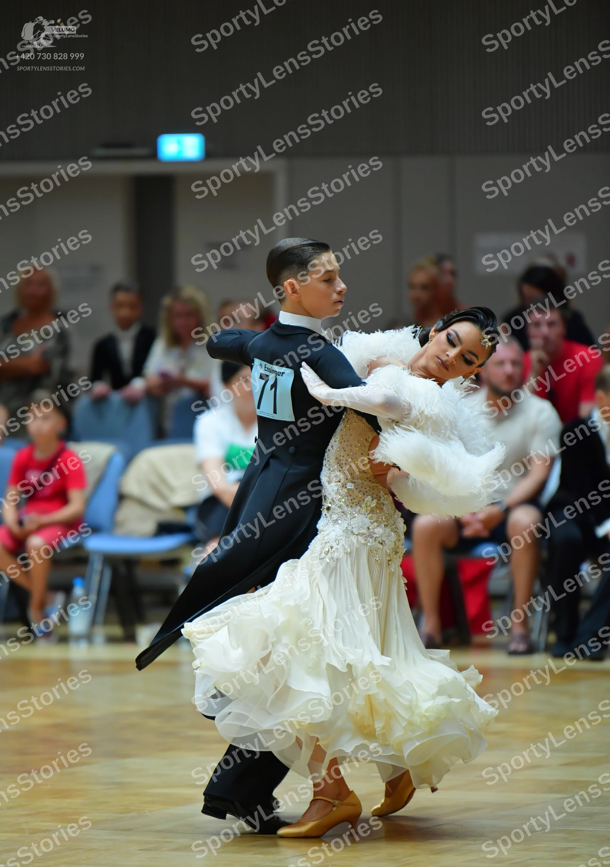 Dancesport competitor #71: Male dancer: black suit and black dance shoes