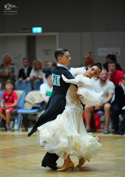 Dancesport competitor #71: Male dancer: black suit and black dance shoes