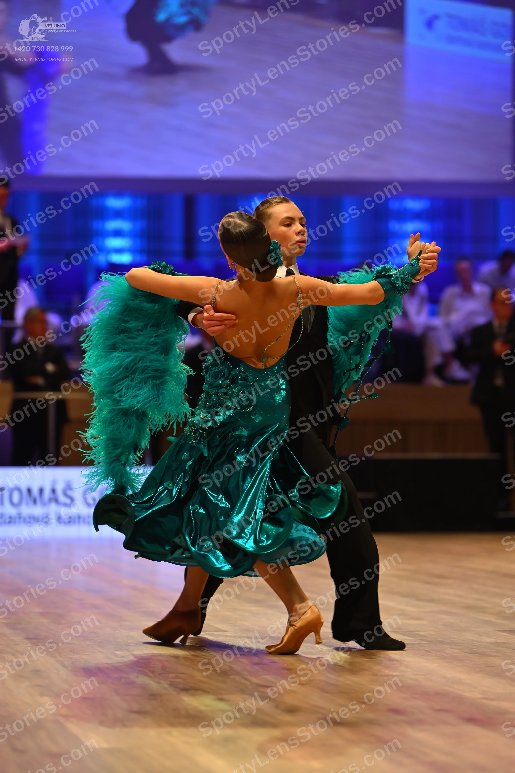 Dancesport competitor: Male dancer: black suit and shirt