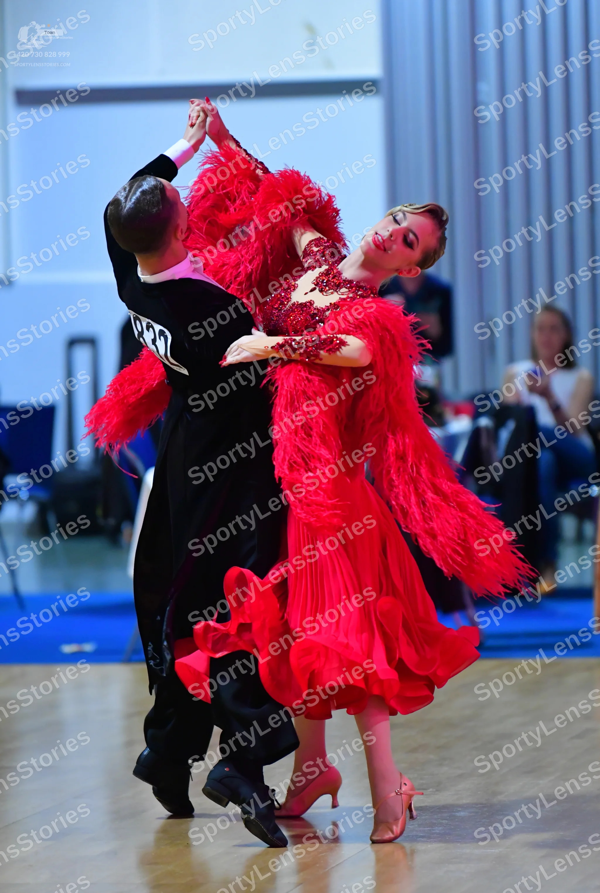 Dancesport competitor #27: Male dancer: black long-sleeved shirt and black trousers