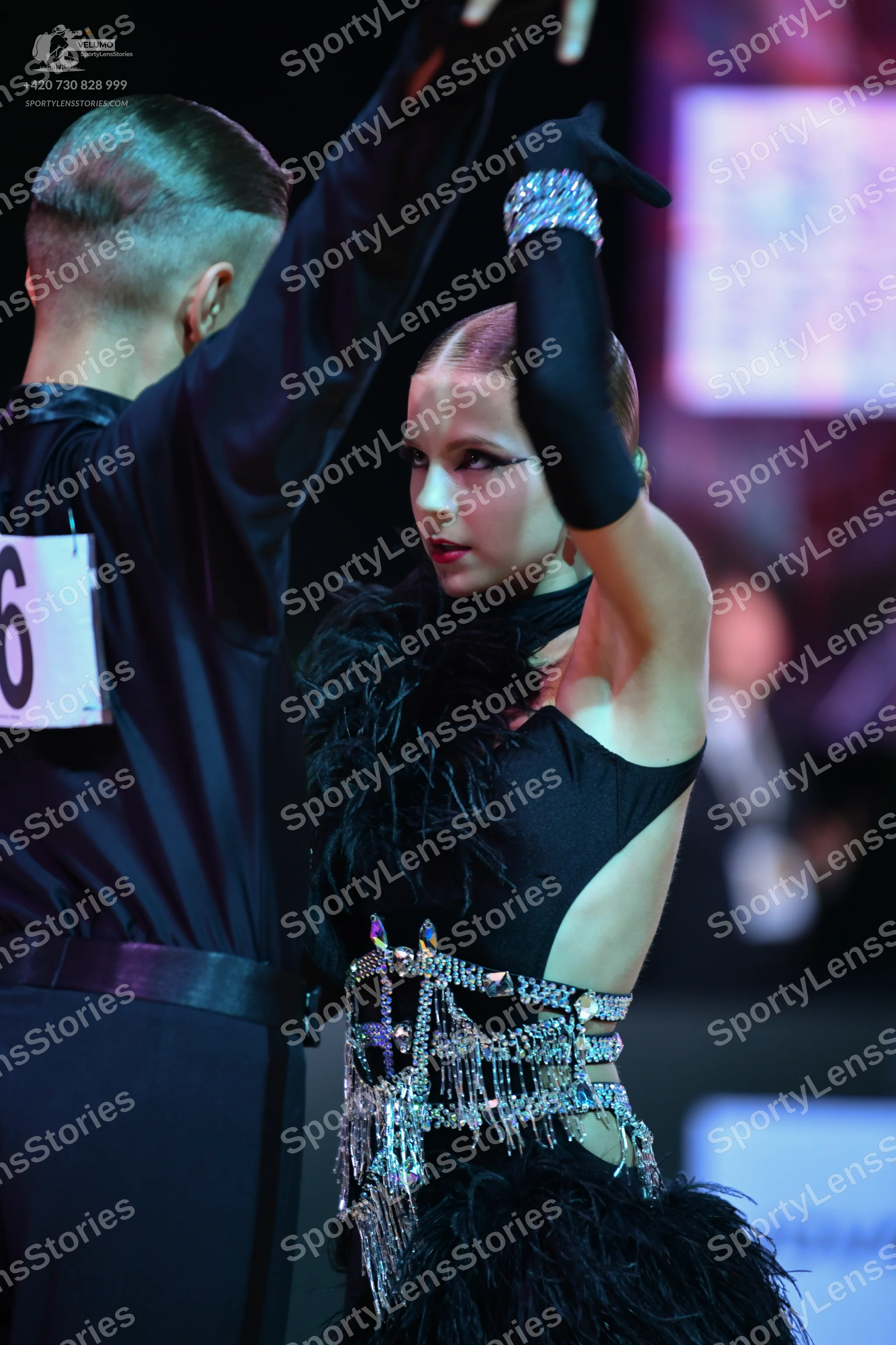 Dancesport competitor: Male dancer: black shirt