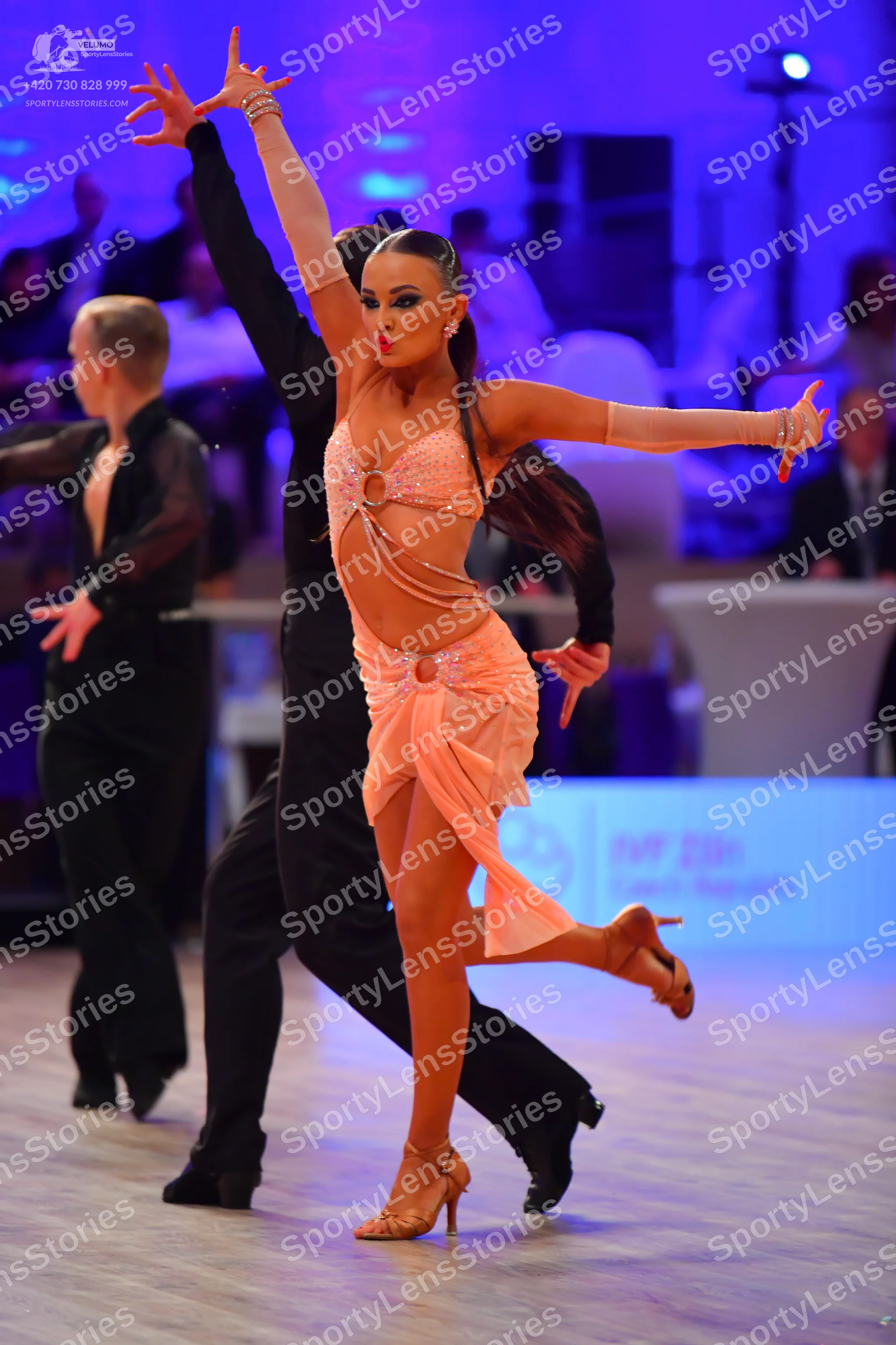 Dancesport competitor: Male dancer: black long-sleeved shirt and black trousers