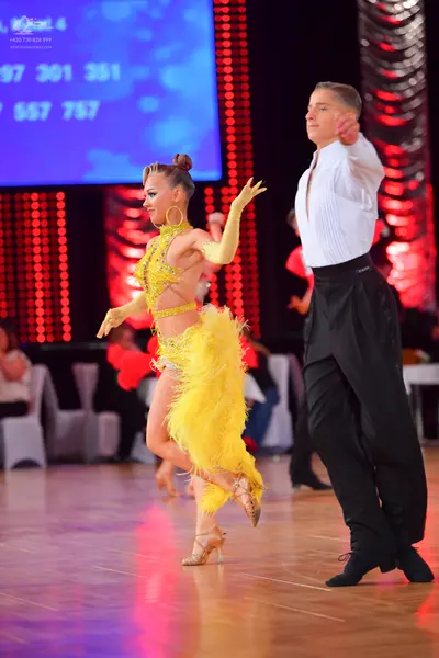 Dancesport competitor: Male dancer: white long-sleeved shirt and black trousers
